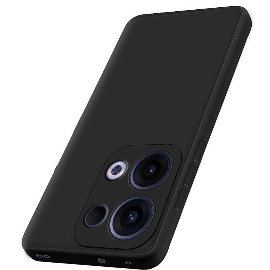 Image of Fashionury Liquid Silicon Back Cover for Oppo Reno 13 5G | Camera Protection | Inner Velvet Fabric | Anti-Fingerprint | Ultra Slim Case (Black)