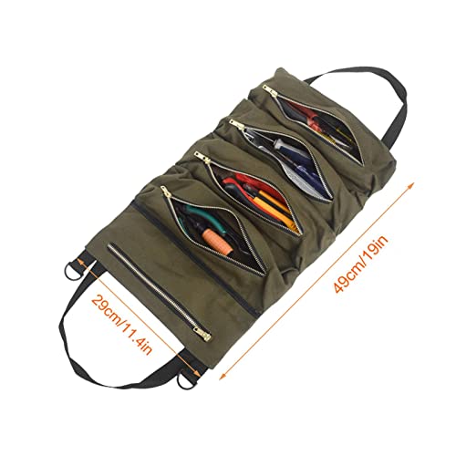 ferramentas enrolar, lona impermeável, alça ombro resistente, ferramentas enrolar com bolsos com zíp