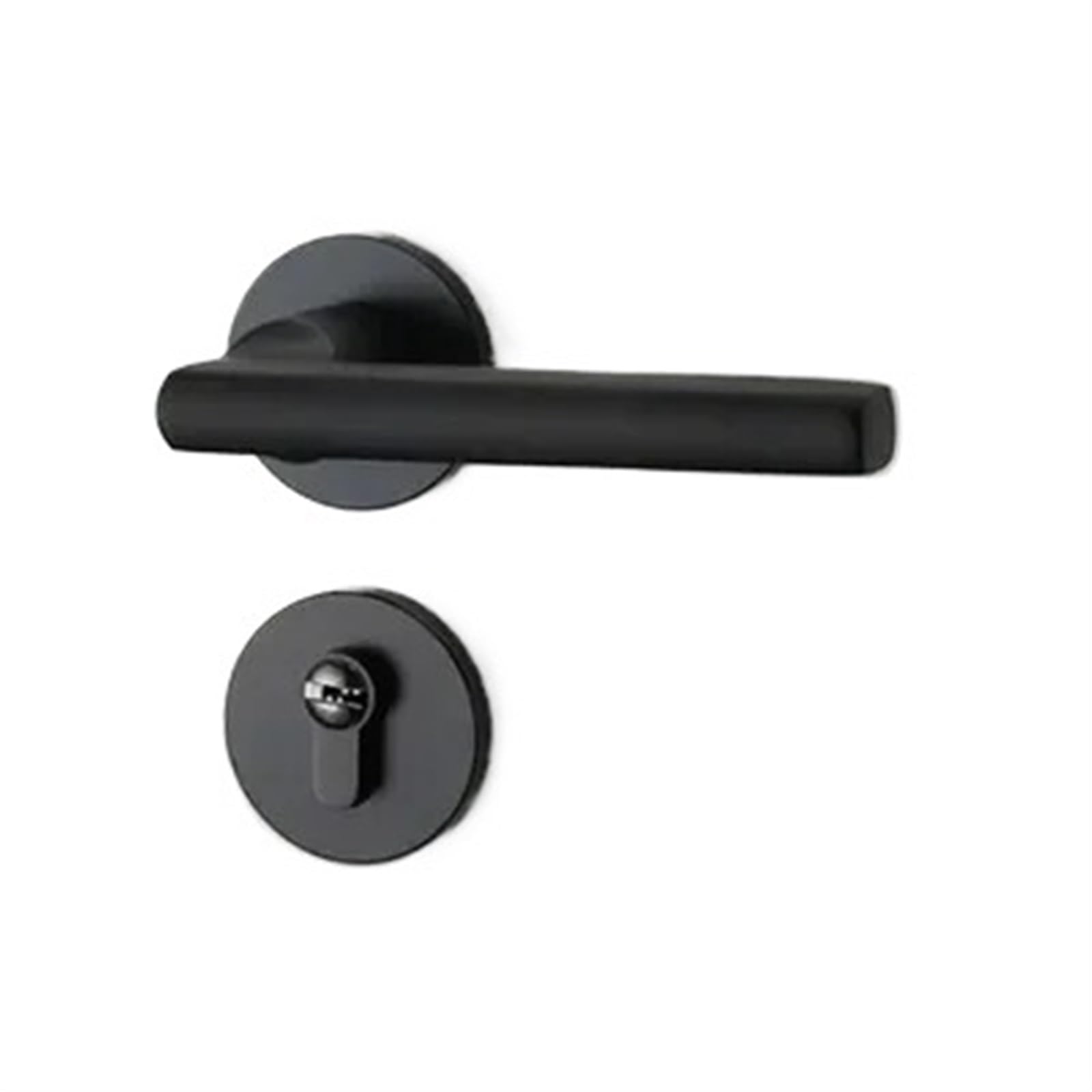 Yshiuol Black Door Handles Aluminum Door Handle Interior Bedroom Lock Split Silent Hardware For Home And Office(Black)