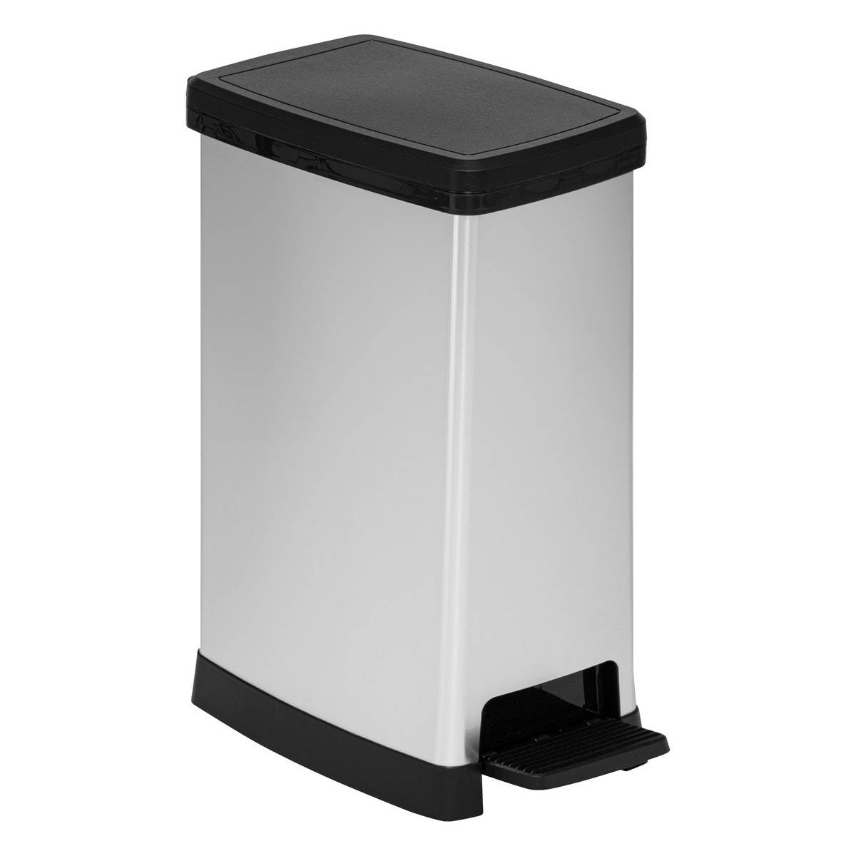 5five - Poubelle à Pédale - Capacité 40L - Plastique et Métal - Gris - Fermeture Silencieuse - Revêtement anti-​tâches - Facile à Nettoyer