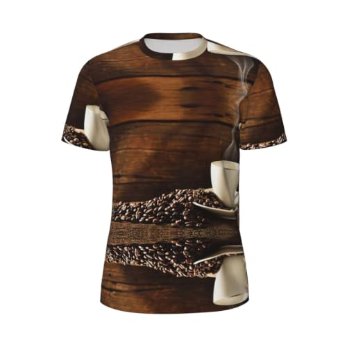 T-shirt en maille pour homme motif grains de café - Col rond et manches courtes