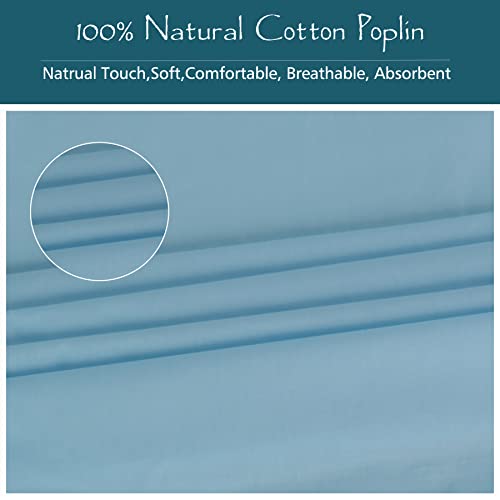 Bloomstar Baby Crib Fitted Sheet Poplin Natural Cotton For Standard Crib &Toddler Mattress Sheet Cover 28X52 Solid Blue Boy Premium Percale Soft Nursery Kids Bed Sheet Cot Protect Cover Breathable #TOP5