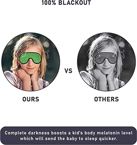 Sleep Mask For Kids With Blockout Light - Memory Foam 3D Contoured Eye Mask - Eye Cover & Travel Sleep Mask, Blindfolds For Kids, Girls, Boys (Green) #TOP6