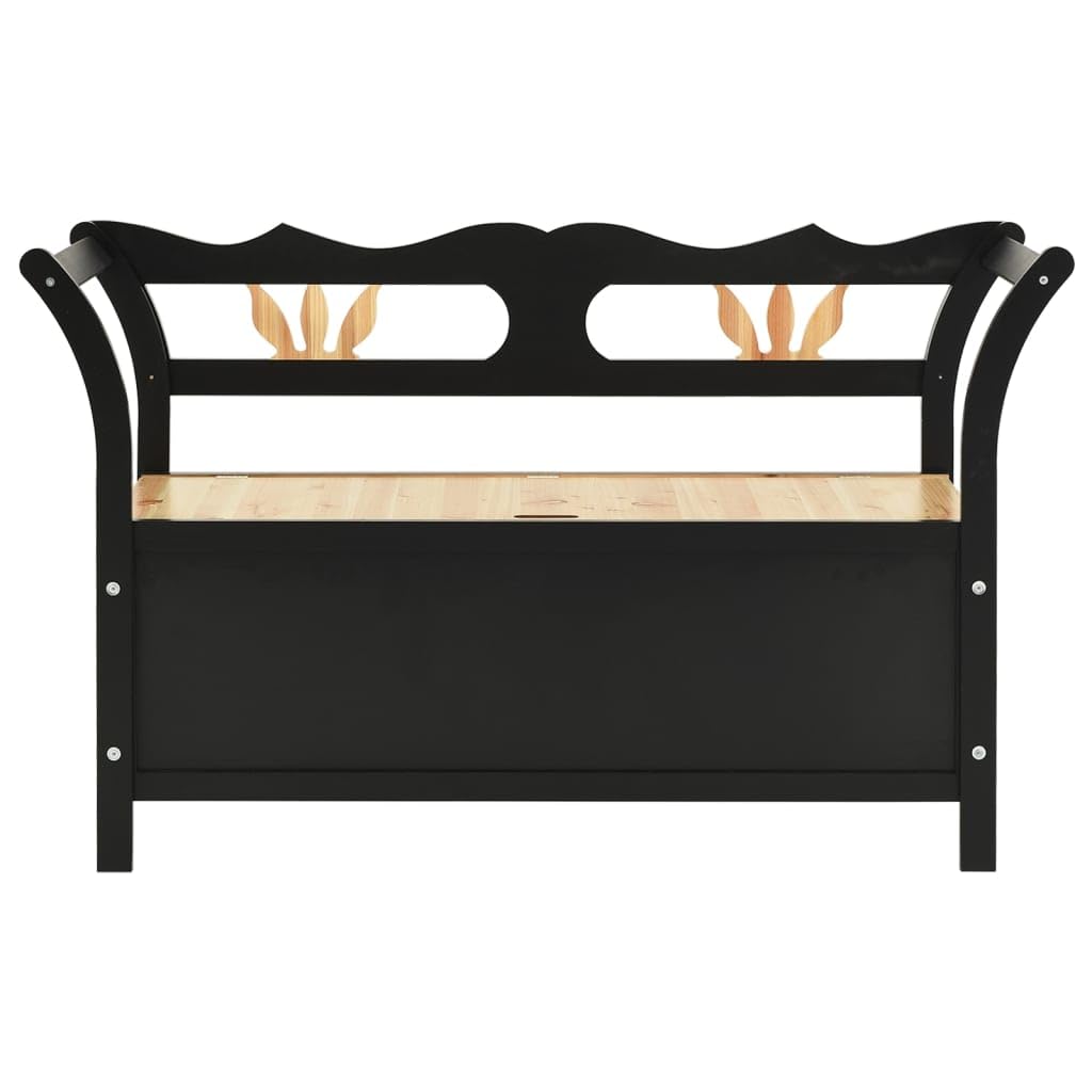 Banco negro 107 x 45 x 75,5 cm madera maciza abeto con espacio de