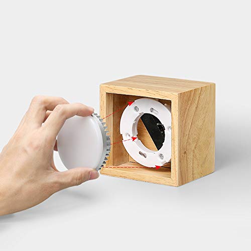 Foco LED de madera para techo de dormitorio panel empotrable cuadrado de 7W regulable 5