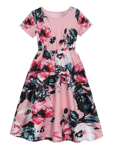 Benylion Tween Girls Dresses for Holiday Playwear Casual Boho Floral Print Junior Dresses for Teen Girls Maxi Dress
