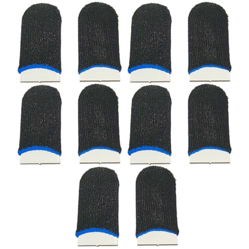Image of Ecommer PUBG Finger Sleeves, Anti-Slip Thumb Sleeves for Mobile Gaming, Compatible with COD, Free Fire, BGMI, Enhanced Grip & Sweat Control (Black) - 5 Pairs (10 Pieces)