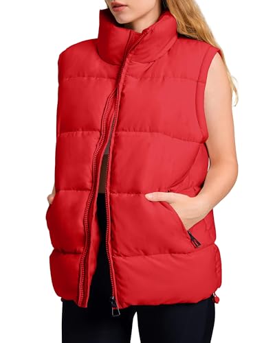 WHN Womens Puffer Vest 2024 Winter Zip Up Oversized Padded Puffy Jacket Coat with Pockets3