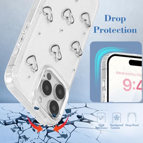 Coque iPhone 15 Pro coeur transparent étui brillant mince anti-rayures - 3
