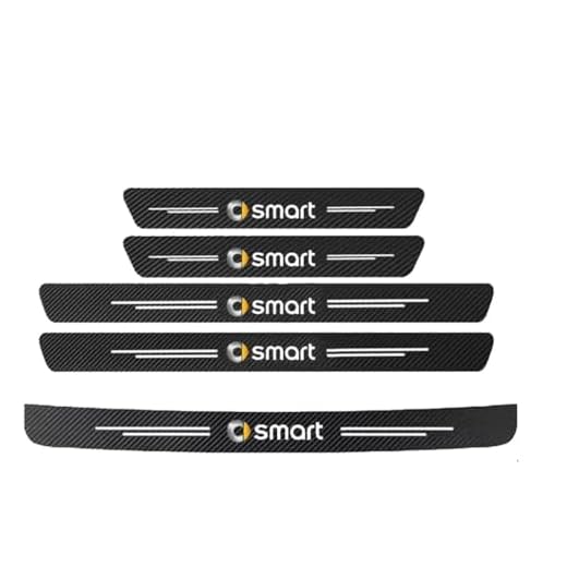 VAPORVERSE 5 Piezas Coche Fibra Carbono Umbral Puerta Tiras De Umbral para Smart Fortwo II Coupe (C451) 2007-2015, Antiarañazos Step Pedal Pegatinas De Ajuste,B
