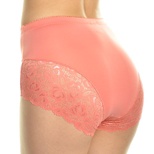 Angelina Women's High Waist Boxer Briefs with Lace Accent Detail (6-Pack), G913_L