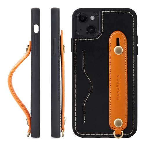 HANATORA for iPhone 15Plus �P�[�X �{�v �ϏՌ� �w�ʃx���g �X�g���b�v�����O �X�}�z�P�[�X �X�}�z �X�^���h�@�\ �l�b�N�X�g���b�v �t�� �C�^���A�����U�[ �M�t�g �u���b�N+�I�����W CGH-15Plus-Black-OG