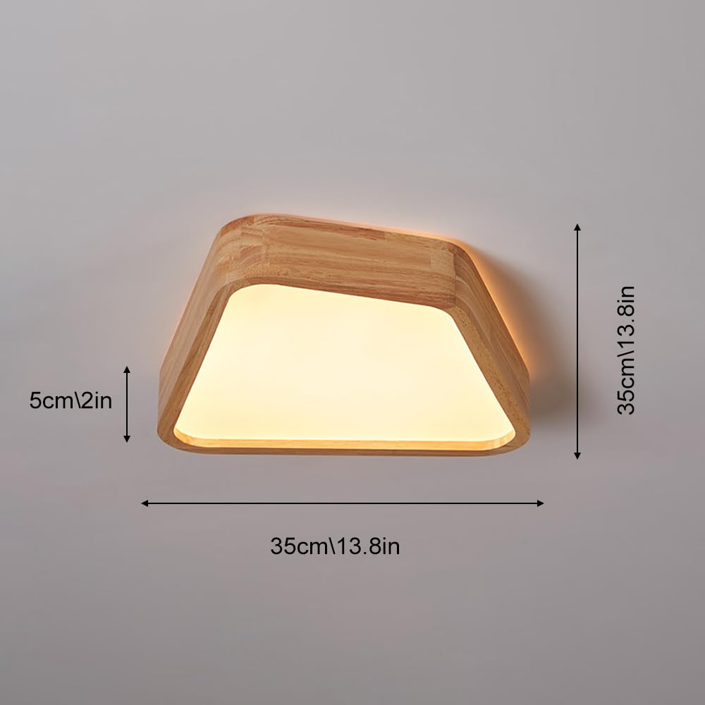 Sufitowa Led, Półpłaska, Sufitowa, Drewniana Sufitowa Do Sypialni Z Akrylowym Kloszem, Nowoczesne Minimalistyczne Lampy Sufitowe Do Kuchni, Korytarza I Pralni/35 Cm