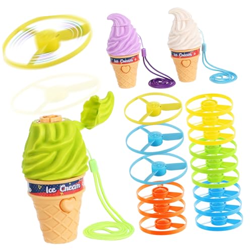 Toyvian 3Pcs Flying Disc Lightweight Ice Saucer Launcher for Outdoor Games Party Favors Creative Play and Easy to Use