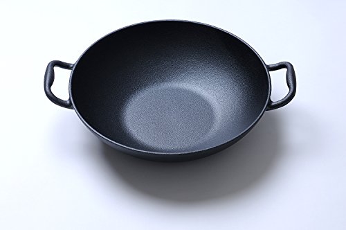 Wok de Hierro Fundido 12.5" Pre-curado con Tapa y Espátula de Madera miniatura 2