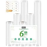 Vacuum Sealer Bags Rolls - DRKIO 6 Pack Heavy Duty Vac Seal Bags for Food Saver 2 Rolls 6'x10' and 2 Rolls 8'x10' and 2 Rolls 11'x10' Commercial Grade BPA Free Great for Sous Vide & Freezer Storage
