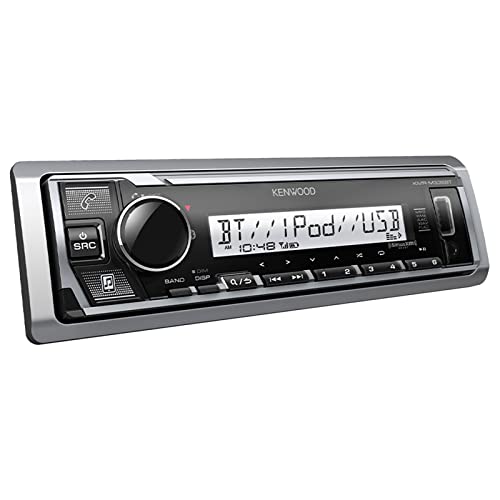 Kenwood Mp3/Usb/Aux Marine Boat Yacht Stereo Receiver Player Bundle Combo W/ Rc35Mr Wired Remote Control, Enrock Water Resistant 22" Radio Antenna, Outdoor Rubber Mast Am/Fm 45" Antenna #TOP1