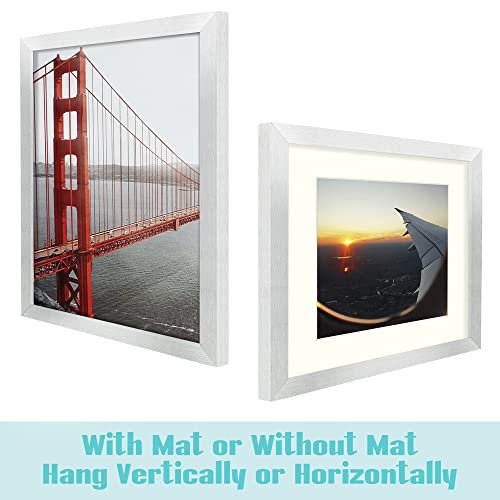Frametory, 11X14 Picture Frame - Made To Display Pictures 8X10 With Mat Or 11X14 Without Mat - Wide Molding - Pre-Installed Wall Mounting Hardware (Silver, 1 Pack) #TOP4