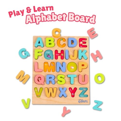 Image of Cots and Cuddles Wooden Alphabet Board for Kids | ABC Learning & Letter Recognition Toy | Montessori Educational Toy | Safe & Durable | Age 1+