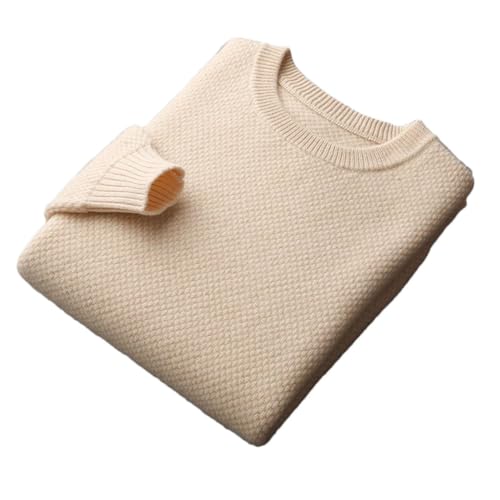 Men's Thick 100 Pure Merino Wool Pullover Winter Round Neck Pineapple Needle Warm Sweater Loose Long Sleeve