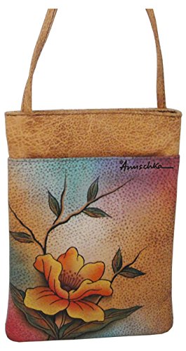 Image of Anuschka Women's Leather Crossbody Bag - Hand-Painted Genuine Leather Handbag with Pockets for Everyday Use - 448