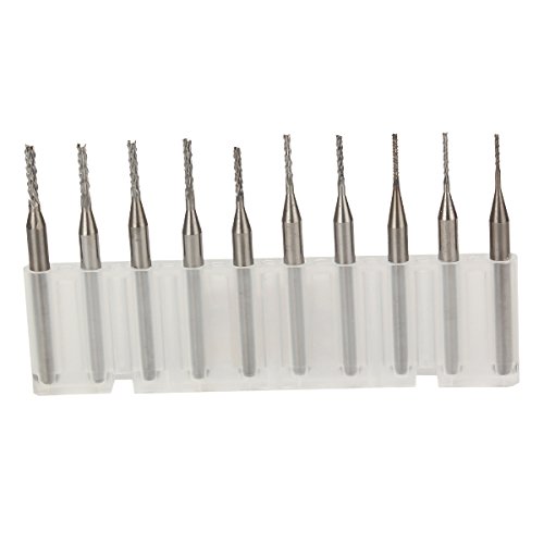 Tungsten Carbide CNC PCB End Mill Engraving Bits 1/8-inch 0.8-1.8mm Cutting (Pack of 10)