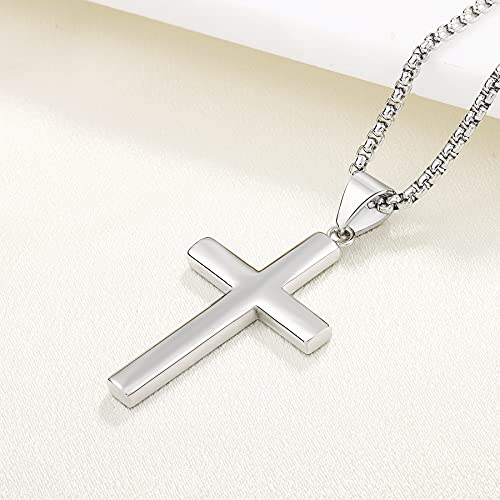 Yl Cross Necklace For Women Stainless Steel Crucifix Men Pendant 24'' Rolo Chain 18K White Gold Jewelry #TOP2
