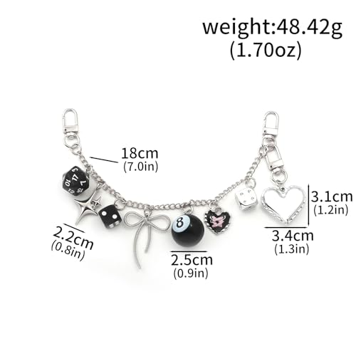 Image of 8 Ball Dice Charm Keychain - Cute Bag Purse Handbag Accessories - Y2K Aesthetic Key Chain for Women Men