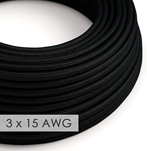 Extension Cord - Round Black Rayon RM04-15/3 AWG - 50ft