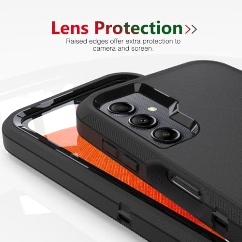 Image of Case for Galaxy A14, Heavy-Duty Tough Rugged Shockproof Drop Protective Cover Cases for Samsung Galaxy A14, Black