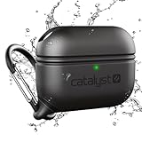 Waterproof case for AirPods Pro by Catalyst - Skin for Apple AirPods Pro Charging Case by Catalyst, Shockproof, Protective Cover Soft Skin, Carabiner, Silicone, Compatible Wireless Charging - Black