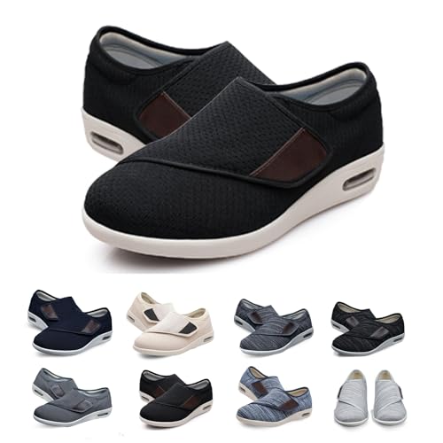 Diabetic Shoes for Men Extra Wide Width Elderly, Lightweight Non Slip Air Cushion Bottom Slipper Fattening and Widening for Swollen Feet Outdoor Walking Shoes