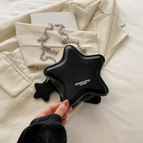 Women PU Leather Shoulder Bag Star Shape Crossbody Bags with Metal Chain Small Purse for Shopping Office and Travel4
