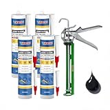 VGS067 Black Silicone Sealant - Heavy Duty Structural Glass Adhesive for Large Aquariums & Construction Projects - Waterproof, Industrial Grade, UV Resistant - 10.15 fl oz Per Tube(4 Pack)