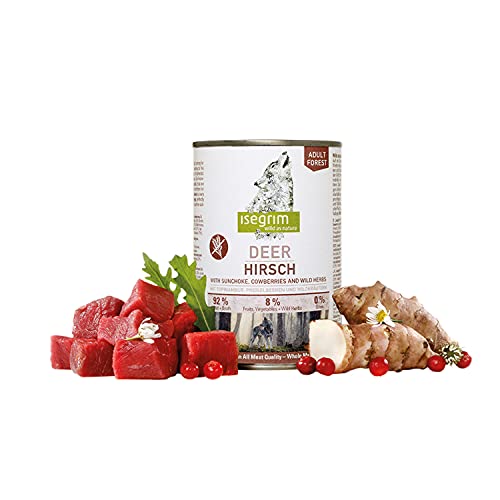 ISEGRIM Lata Perro Adulto Ciervo + Aguaturma, Bayas y Hierbas Silvestres, 400 g, Perro