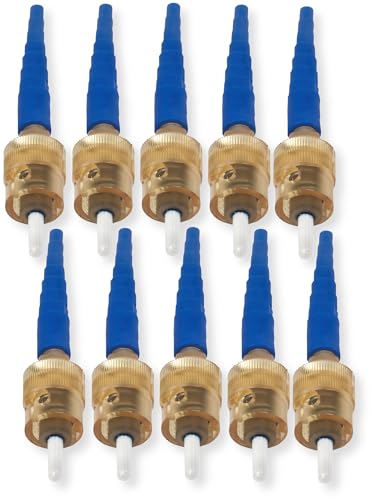 95-200-51 Pack of 10 UniCam Connectors, ST Compatible; Single-Mode OS2 Pretium Fiber Optic Connector; Amber Housing, Blue Boot; Field-Installable; Corning Logo