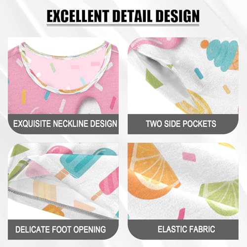 ALAZA Lemon Watermelon Ice Cream Cute Pajamas Set Short Sleeve Cotton Sleepwear Summer Pjs 2 Piece 5-14Y4