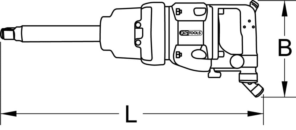 KS TOOLS 515.3280 Clé à choc pneumatique à broche longue superMONSTER | Clé à chocs pneumatique à broche longue superMONSTER 1", 3405 Nm, haute performance