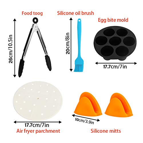 INTSUN 7 Inch Air Fryer Accessories Set of 12, XL Air Fryer Accessories for Gowise Phillips USA Cozyna, Fits All 3.7QT-5.8QT Deep Airn Fryer with Cake Basket, Pizza Pan, Oven Mitts, Skewer Rack