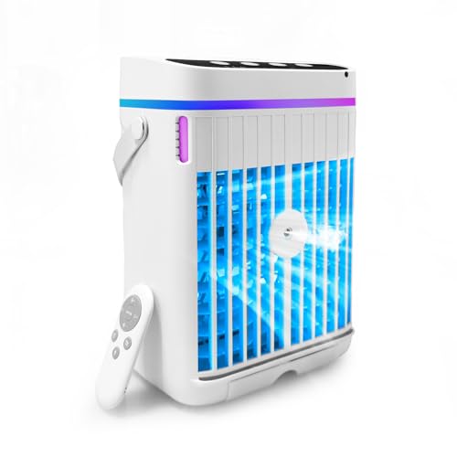 Deyuantang 4-in-1 Portable Air Conditioner - Mini Air Cooler with 3 Speed Settings, Cool Mist Function, Timer Modes & 7-Color LED Lights - Personal Air Cooler for Home, Bedroom & Office