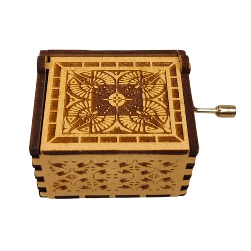 Image of Zesta Wooden Hand Cranked Collectable Engraved Music Box (Cant Help Falling in Love Black)