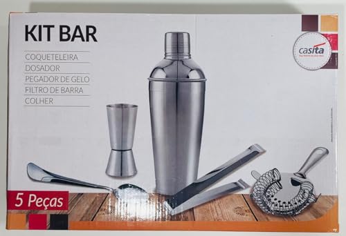 Kit Coqueteleira, Capirinha, Drinks Barman Bar 5 Peças de Inox