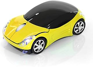 4 Color 2.4G Wireless Mouse Bluetooth Optical Car-shape Mouse 1600DPI for Mac/ME/Windows PC/Tablet Gaming Office(Yellow)