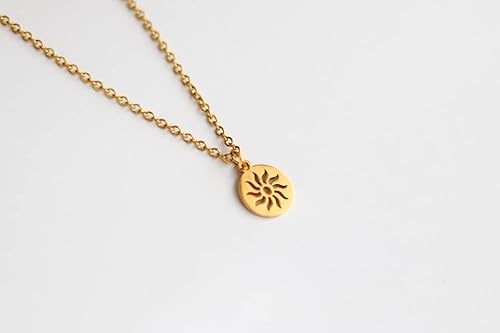 Miniatura 6 de Sun necklace for men, groomsmen gift, men's necklace gold sun pendant, stainless chain necklace, gift for him, Yoga necklace, waterproof