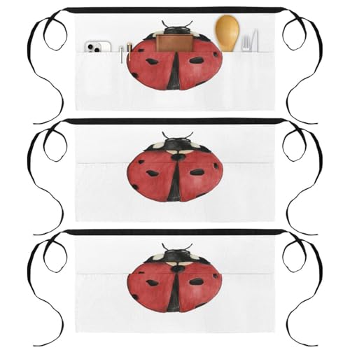 Tabliers de cuisine courts à motif coccinelle parfaits pour la pâtisserie