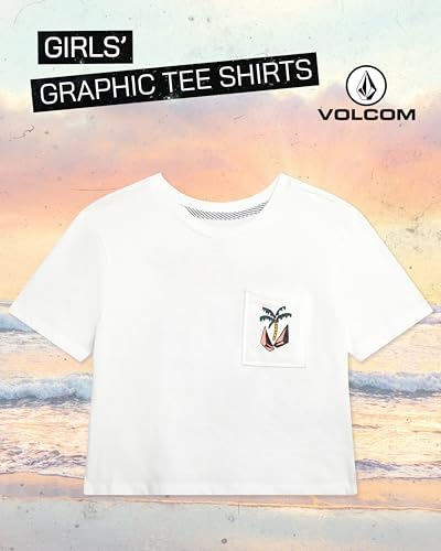 Image of Volcom Girls Shirts - Casual Crewneck Short Sleeve Graphic Tee Trendy Tops - Breathable Girls Summer Clothes