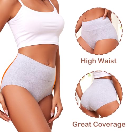 KAZNA Women‘s Cotton Underwear High Waisted Panties Soft Briefs Plus Size Full Coverage Stretch Breathable Hipster 5 Pack2