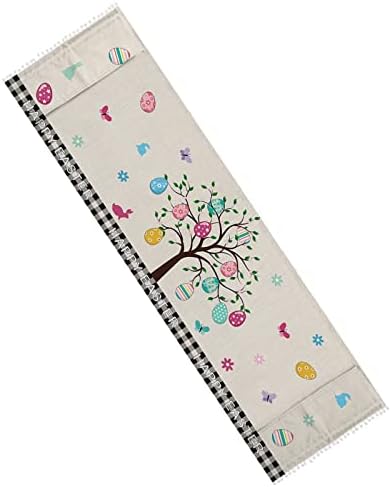 Happy Easter Microwave Oven Dustproof Cover, Refrigerator Washing Machine Protective Cover Microwave Dustproof Cloth Cover with Storage Pockets 28"x67" - Easter Egg Tree Rabbit Flower Butterfly