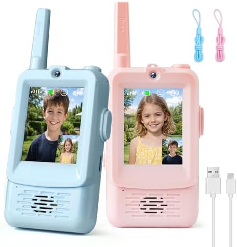 Kangtaixin HD Video Walkie Talkie Kinder, 2er Set Walkie Talkie Kinder Aufladbar, Geschenk Mädchen Junge 3 4 5 6 7 8 Jahre Spielzeug Junge und Mädchen, Walki Talki für Abenteuer im