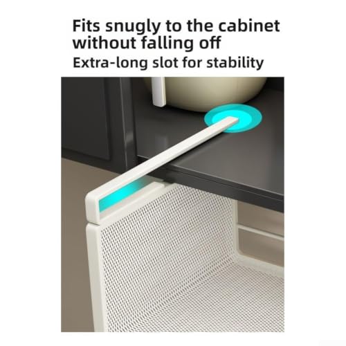 Étagère extensible sous l'armoire, organiseur de rangement réglable en métal à suspendre pour épices et outils de cuisine, installation sans perçage, étagère gain de place, 40 à 68 cm de long (B blanc – vue 8